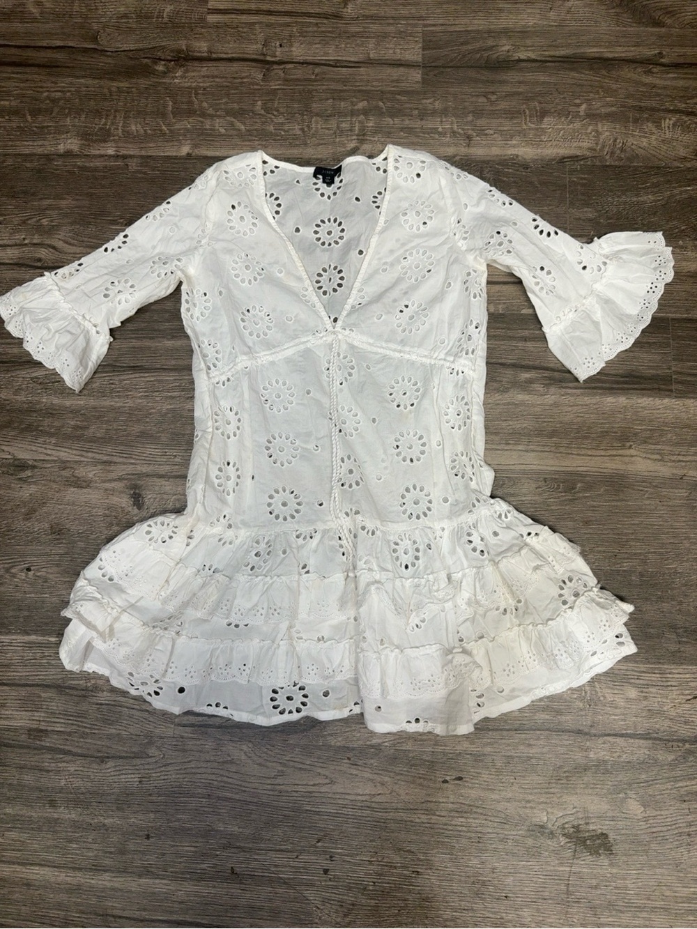 J.Crew White Eyelet Embroidered Boho Peplum Tunic Top XS - Picture 2 of 5